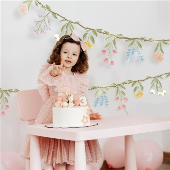 Wildflower Garland Flower Banner 2pcs Woodland Party Baby Shower Fairy Decor - Picture 6 of 7